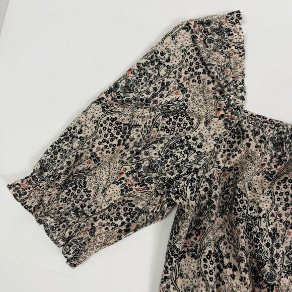 Paige Elise Floral Puffed Sleeve Crop Top In Ecru Multi Short Sleeve Medium - Picture 6 of 11